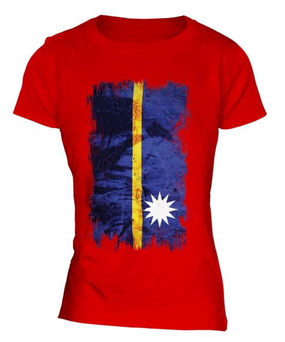 Nauru Grunge Flag Ladies T-Shirt