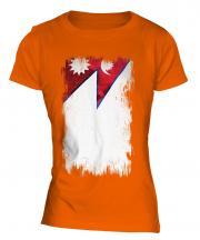 Nepal Grunge Flag Ladies T-Shirt