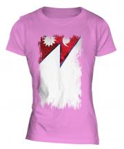 Nepal Grunge Flag Ladies T-Shirt