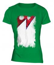 Nepal Grunge Flag Ladies T-Shirt
