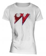 Nepal Grunge Flag Ladies T-Shirt