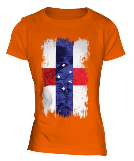 Netherlands Antilles Grunge Flag Ladies T-Shirt