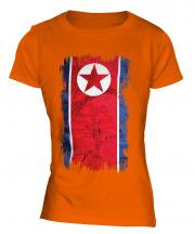 North Korea Grunge Flag Ladies T-Shirt