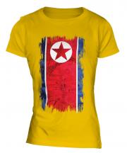 North Korea Grunge Flag Ladies T-Shirt