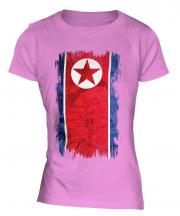 North Korea Grunge Flag Ladies T-Shirt