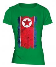 North Korea Grunge Flag Ladies T-Shirt