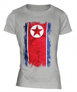 North Korea Grunge Flag Ladies T-Shirt