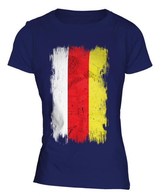 North Ossetia Grunge Flag Ladies T-Shirt