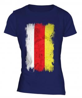 North Ossetia Grunge Flag Ladies T-Shirt