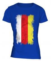 North Ossetia Grunge Flag Ladies T-Shirt