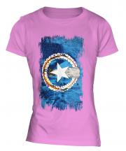 Northern Mariana Islands Grunge Flag Ladies T-Shirt