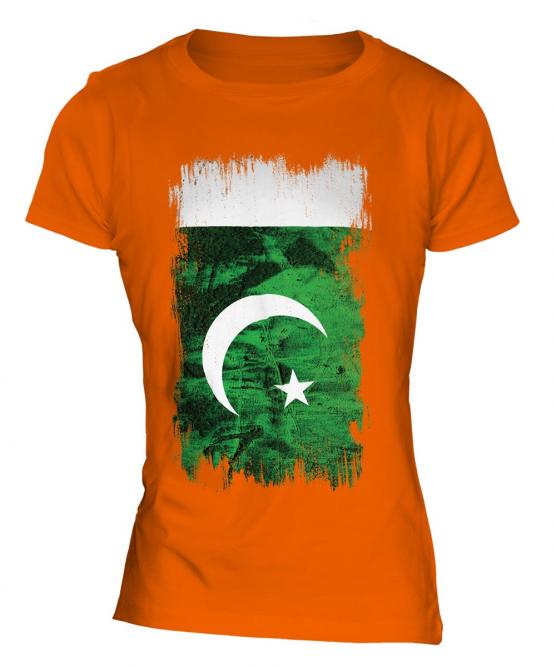 Pakistan Grunge Flag Ladies T-Shirt