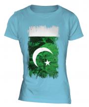 Pakistan Grunge Flag Ladies T-Shirt