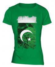 Pakistan Grunge Flag Ladies T-Shirt
