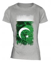 Pakistan Grunge Flag Ladies T-Shirt