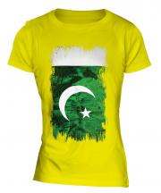 Pakistan Grunge Flag Ladies T-Shirt