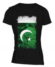 Pakistan Grunge Flag Ladies T-Shirt