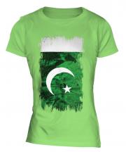 Pakistan Grunge Flag Ladies T-Shirt