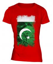 Pakistan Grunge Flag Ladies T-Shirt