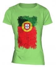 Portugal Grunge Flag Ladies T-Shirt