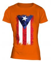 Puerto Rico Grunge Flag Ladies T-Shirt