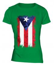Puerto Rico Grunge Flag Ladies T-Shirt