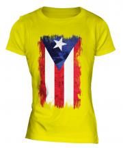 Puerto Rico Grunge Flag Ladies T-Shirt