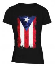 Puerto Rico Grunge Flag Ladies T-Shirt