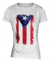 Puerto Rico Grunge Flag Ladies T-Shirt