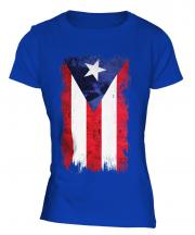 Puerto Rico Grunge Flag Ladies T-Shirt