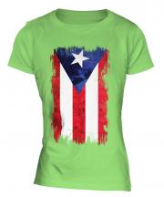 Puerto Rico Grunge Flag Ladies T-Shirt