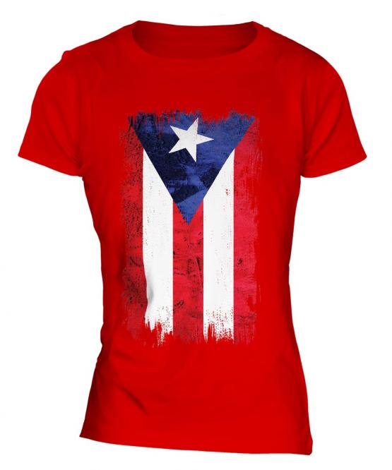 Puerto Rico Grunge Flag Ladies T-Shirt
