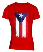 Puerto Rico Grunge Flag Ladies T-Shirt