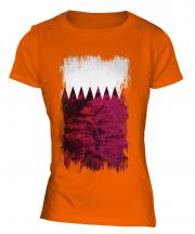 Qatar Grunge Flag Ladies T-Shirt