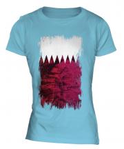 Qatar Grunge Flag Ladies T-Shirt