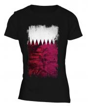 Qatar Grunge Flag Ladies T-Shirt