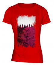 Qatar Grunge Flag Ladies T-Shirt