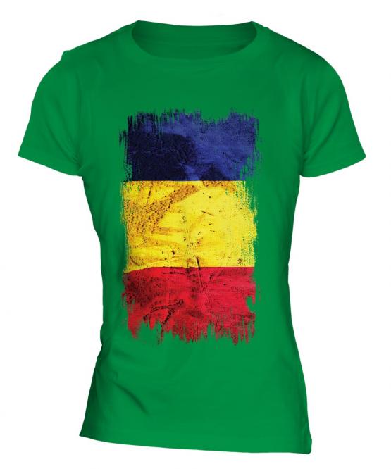 Romania Grunge Flag Ladies T-Shirt