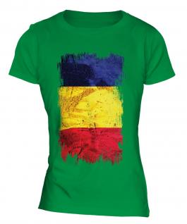 Romania Grunge Flag Ladies T-Shirt