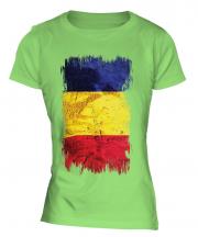 Romania Grunge Flag Ladies T-Shirt