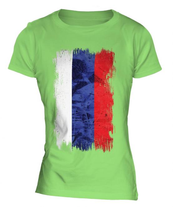Russia Grunge Flag Ladies T-Shirt