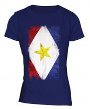 Saba Grunge Flag Ladies T-Shirt