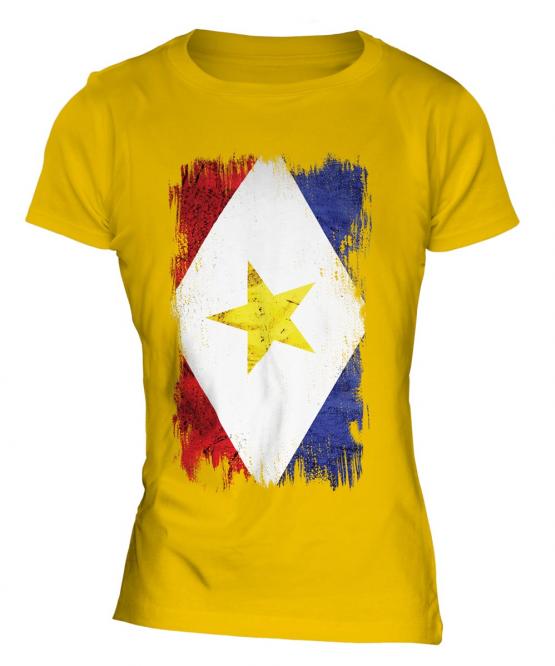 Saba Grunge Flag Ladies T-Shirt