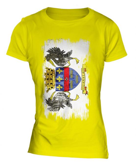 Saint Barthelemy Grunge Flag Ladies T-Shirt