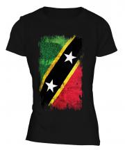 Saint Kitts And Nevis Grunge Flag Ladies T-Shirt