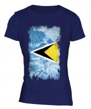 Saint Lucia Grunge Flag Ladies T-Shirt