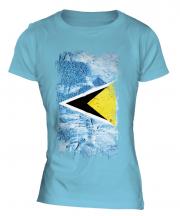 Saint Lucia Grunge Flag Ladies T-Shirt