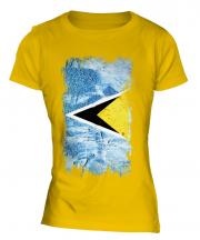 Saint Lucia Grunge Flag Ladies T-Shirt