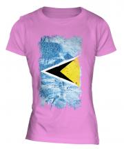 Saint Lucia Grunge Flag Ladies T-Shirt