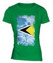 Saint Lucia Grunge Flag Ladies T-Shirt